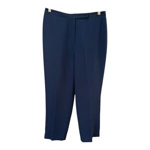 Larry Levine Classic Navy Blue Lined Career Wear Trousers Pants Office Size 14